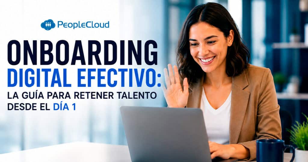 Nuevo colaborador completando su proceso de onboarding digital efectivo desde una tablet en su primer día de trabajo