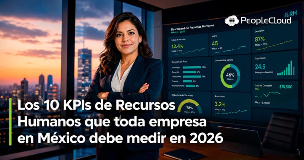 Director de Recursos Humanos analizando dashboard con KPIs de rotación, desempeño y costo laboral en People Cloud