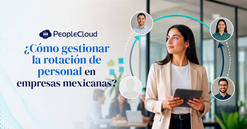 Gráfica de reducción de rotación de personal en empresa mediana mexicana con estrategias de gestión de talento y tecnología de RH