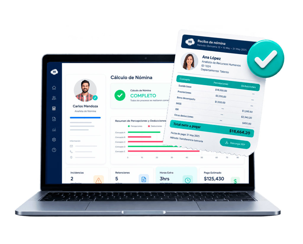 Recibo de nómina PeopleCloud - software de RH y nómina